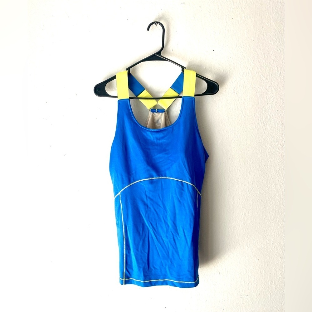 Tail womens blue‎ & yellow sleeveless athletic top sz Large Adjustable straps
